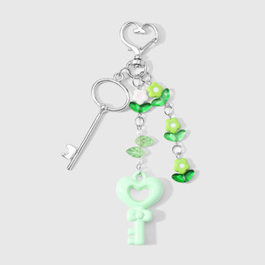 신선한 마카롱 색상의 엮은 로프 리본 복숭아 나비 키체인 테디베어 별 가방 펜던트 - Product Image 6