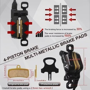 BUCKLOS 4 Pistons Vélo <span class=keywords><strong>Frein</strong></span> Hydraulique CNC 850/1630mm <span class=keywords><strong>VTT</strong></span> <span class=keywords><strong>Frein</strong></span> À <span class=keywords><strong>Disque</strong></span> Costume Avant 850mm Arrière 1630mm Vélo <span class=keywords><strong>Frein</strong></span> Hydraulique Ensemble - Product Image 3