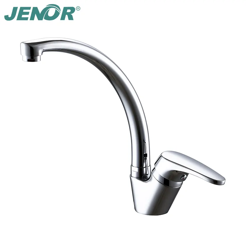 Modern European Style Hot And Cold Single Handle Long Neck Chrome Brass Home Kitchen Water Mixer Sink Faucet Tap