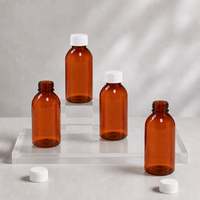 Bouteille en PET ambré de 100 ml en gros avec bouchon à vis pour sirop, contenant de médicament liquide pour soulagement de la toux, emballage de liquide oral médical