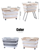 Panier à linge pliable en PP+TPR avec pieds à support, portable, empilable, pour le rangement des vêtements sales à la maison