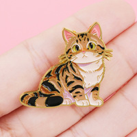 Broches mignonnes en métal émaillé motif chat, épingles personnalisées en émail animal, accessoires vestimentaires pour sacs à dos féminins
