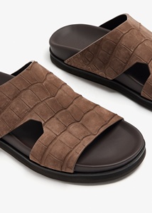 SHIKOL özel arapça sandalet kahverengi egzotik erkekler slaytlar el yapımı arap terlik İtalyan en kaliteli gerçek deri erkekler arapça sandalet - Product Image 4