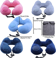 Oreiller de voyage en forme de U, gonflable par pression, portable, léger, personnalisable, soutien du cou, velours cristal, pour voyage d'affaires