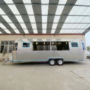 Vintage Mobile Stainless Steel Aluminum Food Trailer 4-<b>Wheel</b> Fast Food Truck Double Water Sinks Multifunctional Snack Food Chips - Product Image 1