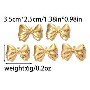 Unisex Stainless Steel <strong>Bowknot</strong> <strong>Pendants</strong> 304 DIY Jewelry <strong>Charms</strong> 35x25mm Silver and Gold Plated 10pcs/bag - Product Image 5