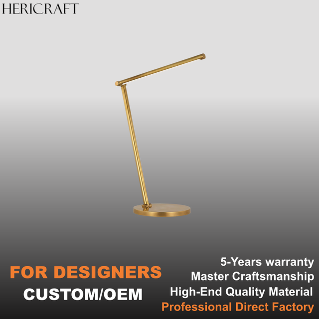 Wholesale Brass Table Lamp Minimalist Head-Adjustable Desk Lamp for Home Office Workspace 110V
