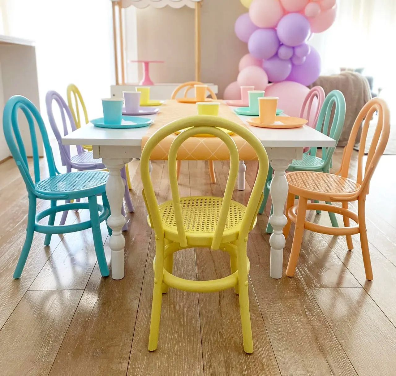Chaises de fête pour enfants chaise en bois courbé coloré pour enfants