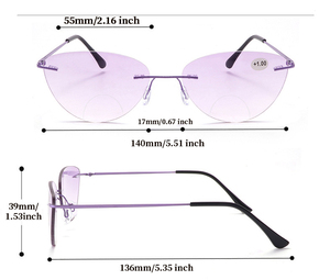 Lunettes de soleil presbytie légères sans monture Minya SG-79 pour femmes, haute <span class=keywords><strong>définition</strong></span>, anti-lumière bleue, dioptrie 0~+4.0, bifocales - Product Image 3