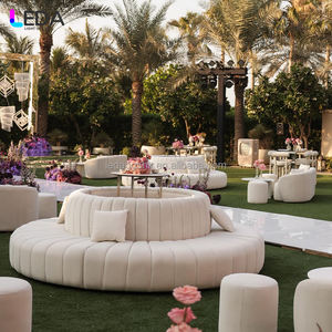 Sofá Redondo de Terciopelo Blanco de Venta Directa de Fábrica LEDA, Muebles para Bodas, Nuevo Diseño para Hoteles - Product Image 1
