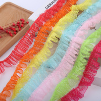 Bande de dentelle en tulle à pois en polyester de 2,5 cm (1 pouce), bordure pour la couture et les loisirs créatifs