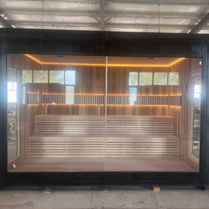 Sauna infrarouge lointain en cèdre rouge thérapeutique Boyce, porte latérale, panneau de commande de vapeur sèche électrique 12 kW, 220 V, villas modernes - Product Image 1