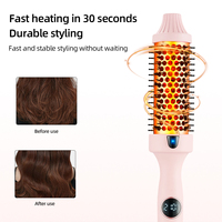 Sikat Bulat Panas Inframerah 2-in-1 38mm, Sikat Panas Keramik Thermal Styler Penambah Volume untuk Penggunaan di Rumah dan Salon, Label Pribadi