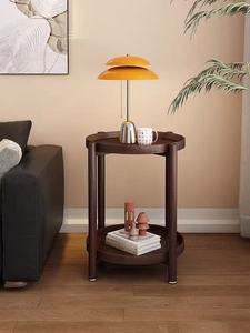 Table d'appoint ronde de style nordique, table d'appoint en bambou à 2 niveaux avec plateau surélevé - Product Image 6