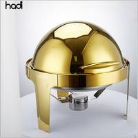 Vente en gros Chauffe-plat professionnel en acier inoxydable design moderne en verre avec couvercle roulant de 6 litres pour buffet hôtels et restaurants