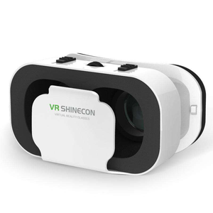 แว่นตา VR 3 มิติสีขาว ชุดหูฟังเสมือนจริงสำหรับสมาร์ทโฟน เลนส์ปรับได้ คอนโทรลเลอร์บลูทูธ - Product Image 1