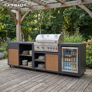 Módulos <span class=keywords><strong>de</strong></span> Jardín, Gabinetes para Refrigerador <span class=keywords><strong>de</strong></span> Patio, Cocina Exterior Comercial <span class=keywords><strong>de</strong></span> Aluminio Moderna con Isla para Pizza y Parrilla - Product Image 1