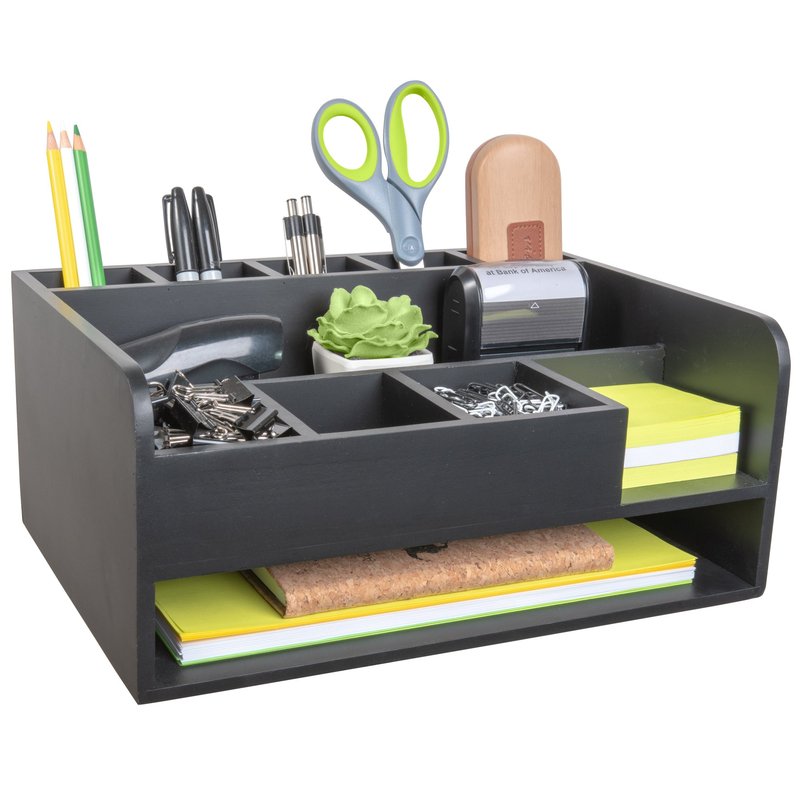 Black Desk Organizer With File Tray