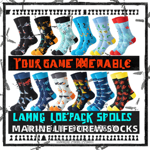 Calcetines de algodón transpirables de media caña para hombre, estilo casual, con logo divertido en el puño y letras, tendencia deportiva de otoño-invierno, venta al por mayor ODM, diseño vida marina. - Product Image 2