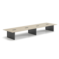 Grande table de conférence rectangulaire moderne en bois extensible pour usage commercial, bureaux et écoles