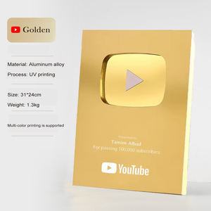 Trofeo de Metal Personalizado, Medalla, Placa, Botón de Reproducción, Regalos de Bienvenida Plateados y Dorados, Premios de <span class=keywords><strong>YouTube</strong></span> al por Mayor - Product Image 6