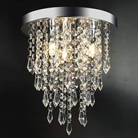 Lustre LED moderne nordique en cristal, finition chromée, structure en fer, indice de protection IP33, lumière blanc chaud 2700K, Ra80, AC85-265V, pour plafond de salon
