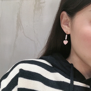Kadınlar için moda pembe renk kalp inci küpeler bildirimi mizaç Dangle küpe - Product Image 4