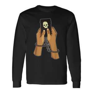T-shirt à manches longues Digital Detox Cleanse Switch Off Your Phone Skull Handcuffs - Product Image 1