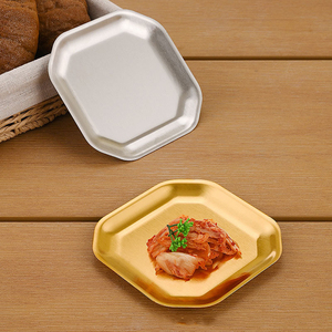 Plats de service alimentaire, plateaux à sauce, assiettes à condiments carrées en acier inoxydable, vaisselle écologique de style américain pour la maison et l'hôtel, en métal - Product Image 6
