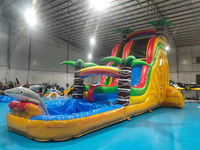 Toboggan aquatique gonflable de grande taille en PVC robuste, commercial, 50 pieds, personnalisé, toboggan aquatique gonflable pour parc aquatique à vendre
