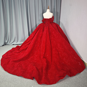 Jancember 6802 <span class=keywords><strong>Vestidos</strong></span> Largos Tradicionales <span class=keywords><strong>Rojos</strong></span> <span class=keywords><strong>de</strong></span> Fiesta para <span class=keywords><strong>Boda</strong></span> y Quinceañera con Escote Corazón y Corte Imperio - Product Image 4