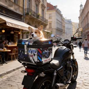 Top Case Moto 45L pour Animaux de Compagnie, en PP Haute Résistance, Étanche, Démontage Rapide, Base en Acier Carbone 5 kg, pour Chiens de Taille Moyenne, Transport Indépendant à l'Arrière - Product Image 6