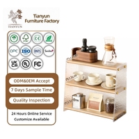 Étagère de rangement en bois massif pour table, en acrylique, pour verres à eau, tasses à café, condiments de cuisine, cosmétiques, inspirée du luxe