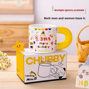 Taza de Cerámica con Diseño de <span class=keywords><strong>Cumpleaños</strong></span> para Niños, Taza Infantil de Dibujos Animados, Regalo Personalizable para Jardín de Niños y Festividades - Product Image 3
