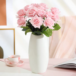 Regalo de San Valentín, Rosa Rosa de Tacto Real, Flores Decorativas, Coronas y Plantas, Decoración y Suministros para Bodas, Rosas Artificiales - Product Image 4