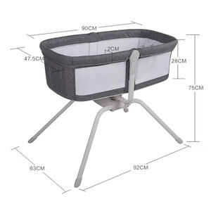 Lit de bébé berçant de style familial fiable en gros avec housse amovible en tissu de lin, coussin en coton et mécanisme de verrouillage - Product Image 2