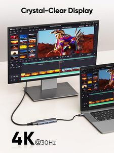 ฮับ USB-C hdmi คุณภาพสูง 5 in 1 5 พอร์ต พร้อมอะแดปเตอร์แปลง 3USB+PD+HDMI ชาร์จเร็ว ฮับ Type C มัลติพอร์ต - Product Image 3