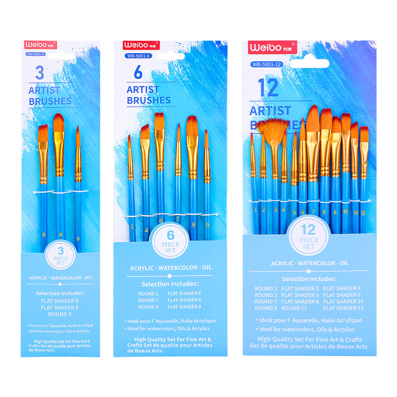 Weibo Brand Three Sets of Art Specific Paintbrushes for Painting and School Stationery Wholesale Supply