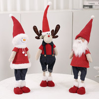 Yeni Stil El Yapımı Çevre Dostu Kırmızı Kumaş Noel Süsleri Noel Baba Ren Geyiği Ayakta Duran Figür Bebek Süsü Kardan Adam
