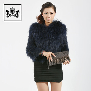 Janefur femmes élégant véritable fourrure manteaux d'hiver personnalisé <span class=keywords><strong>gris</strong></span> manteau de fourrure de raton laveur - Product Image 3