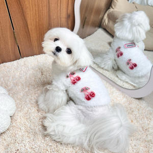 Chaleco de Piel Sintética para Mascotas de Invierno, Suéter de Punto para Gatos sin Pelo, Estilo Casual, Suéter Dulce con Diseño de Cerezas, Accesorios para Gatitos, Atractivo para Cachorros - Product Image 3