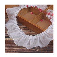 Renda Poliester Solid Berlipat Dua Lapis 2 Inci 5cm, Pinggiran untuk Pakaian Dalam, Syal Hewan Peliharaan, Kerajinan DIY