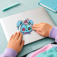 Autocollants découpés sur mesure Pastel Goth Bunny holographiques, imperméables, mignons et effrayants, avec impression de logo personnalisé pour ordinateur portable
