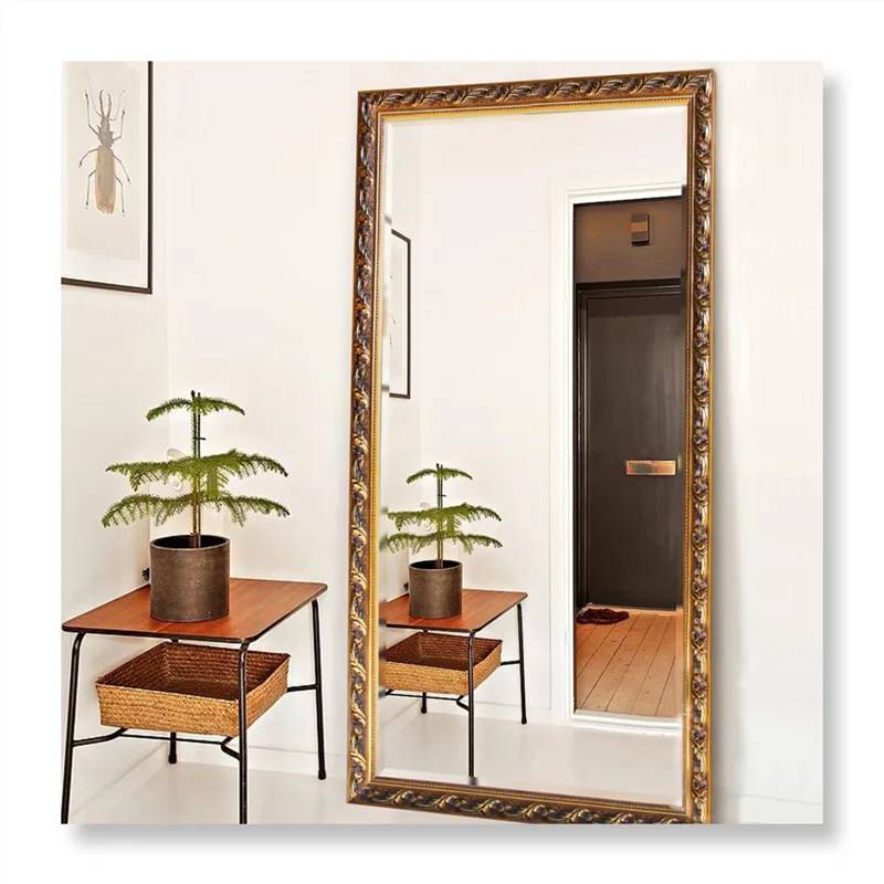 Настенное полноразмерное зеркало в стиле барокко с рамкой, противоударное гардеробное зеркало для спальни