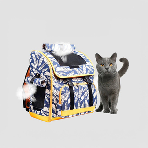 Mochila para Mascotas con Estampado Hawaiano al por Mayor, Diseño de Sonrisa de Perrito, Transportín Portátil y Cómodo para Perros y Gatos, para Viajes y Actividades al Aire Libre - Product Image 1