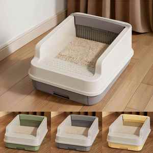 Smart PP Plastic <b>Cat</b> Litter <b>Box</b> 110L Capacity Semi-Enclosed Design Splash-Proof & Odor Control Easy Clean Durable Construction - Product Image 4