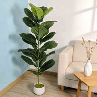 Plante artificielle Ficus Lyrata en pot, Bonsaï en plastique et fer, 30-100cm, Décoration verticale pour la maison Qyr23