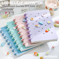 Cuaderno creativo A5 de hojas sueltas – Bloc de notas desmontable con botón de hongo, lindo cuaderno desmontable de doble cara con dibujos animados