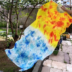 Ventaglio di seta di <span class=keywords><strong>danza</strong></span> del ventre veli fatti a mano colorati tinto in cravatta per donne che ballano spettacolo artistico - Product Image 3