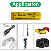 Vapcell INR14500 1250MAh F12 3A Kapasitas Tinggi 3.7V Li-lion Baterai Isi Ulang AA Ukuran 14500 3.7V Baterai untuk Senter